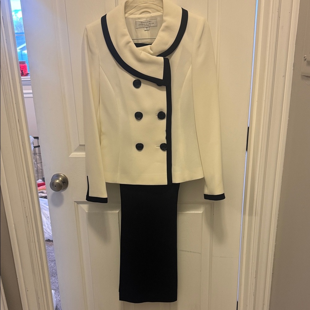 Cream/White and Black Suit